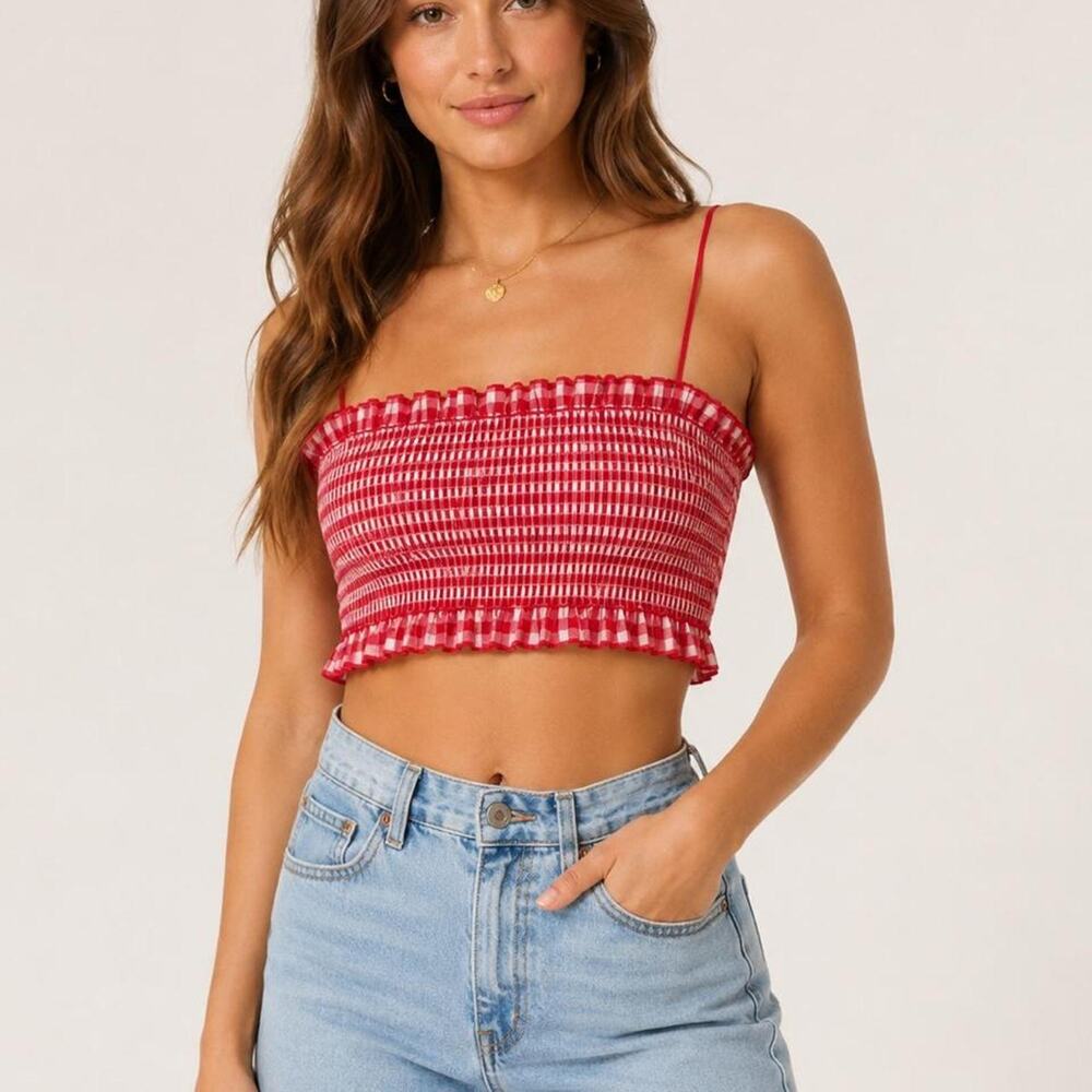 Nwt coshie red gingham smocked